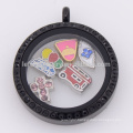 Chunky wholesale black lockets jewelry, round crystal magnetic pendants designers hot sale